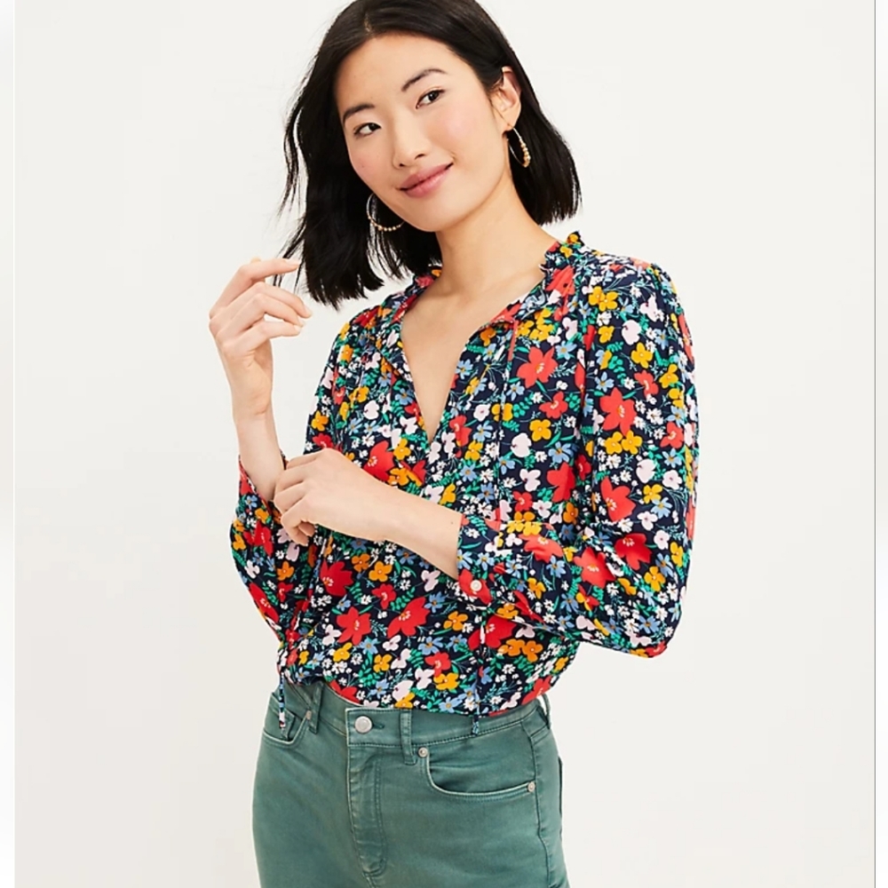 LOFT multicolor spring blouse size S